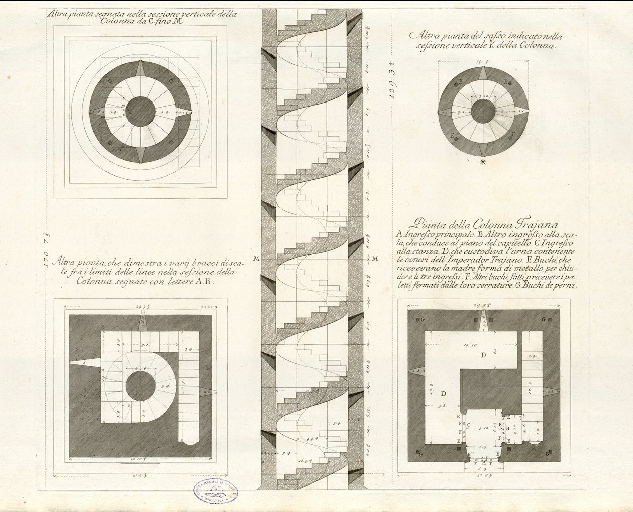 Sesja pionowa Kolumny Trajana autorstwa Giovanni Battista Piranesi