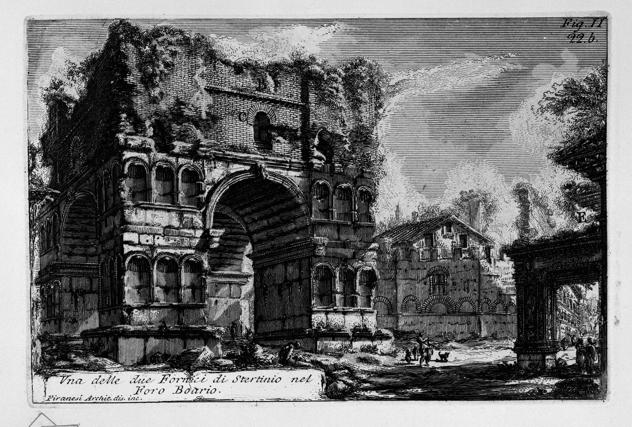 Jeden z dwóch Fornix of Stertinio w Foro Boarium autorstwa Giovanni Battista Piranesi