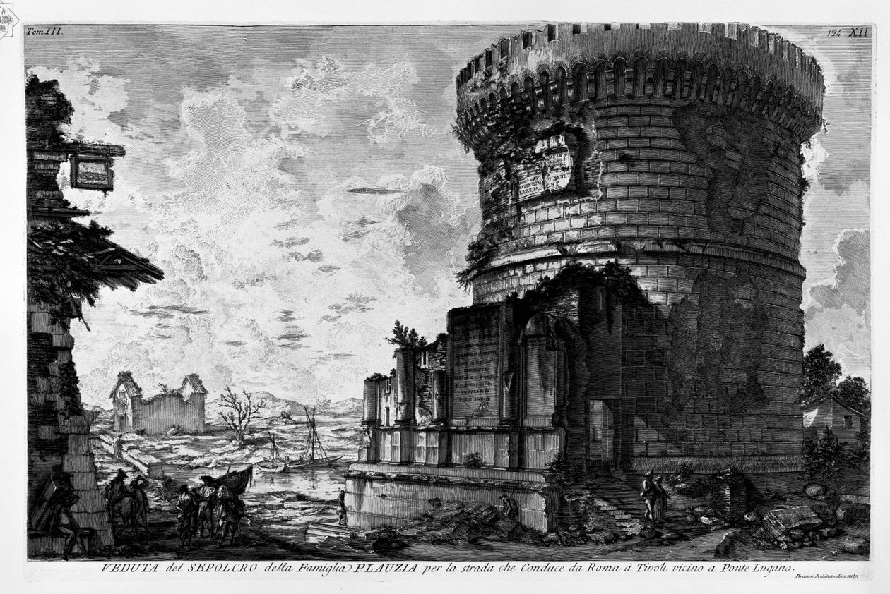 Via Appia, Grób rodziny Plauzia w Ponte Lucano autorstwa Giovanni Battista Piranesi