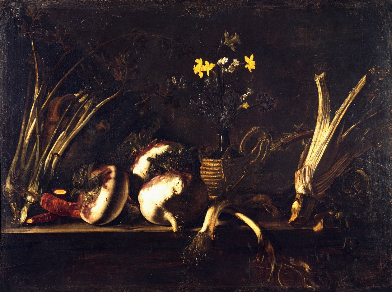 Martwa natura z warzywami – Giovan Battista Ruoppolo (1629-1693) autorstwa Giovanni Battista Ruoppolo or Ruopolo