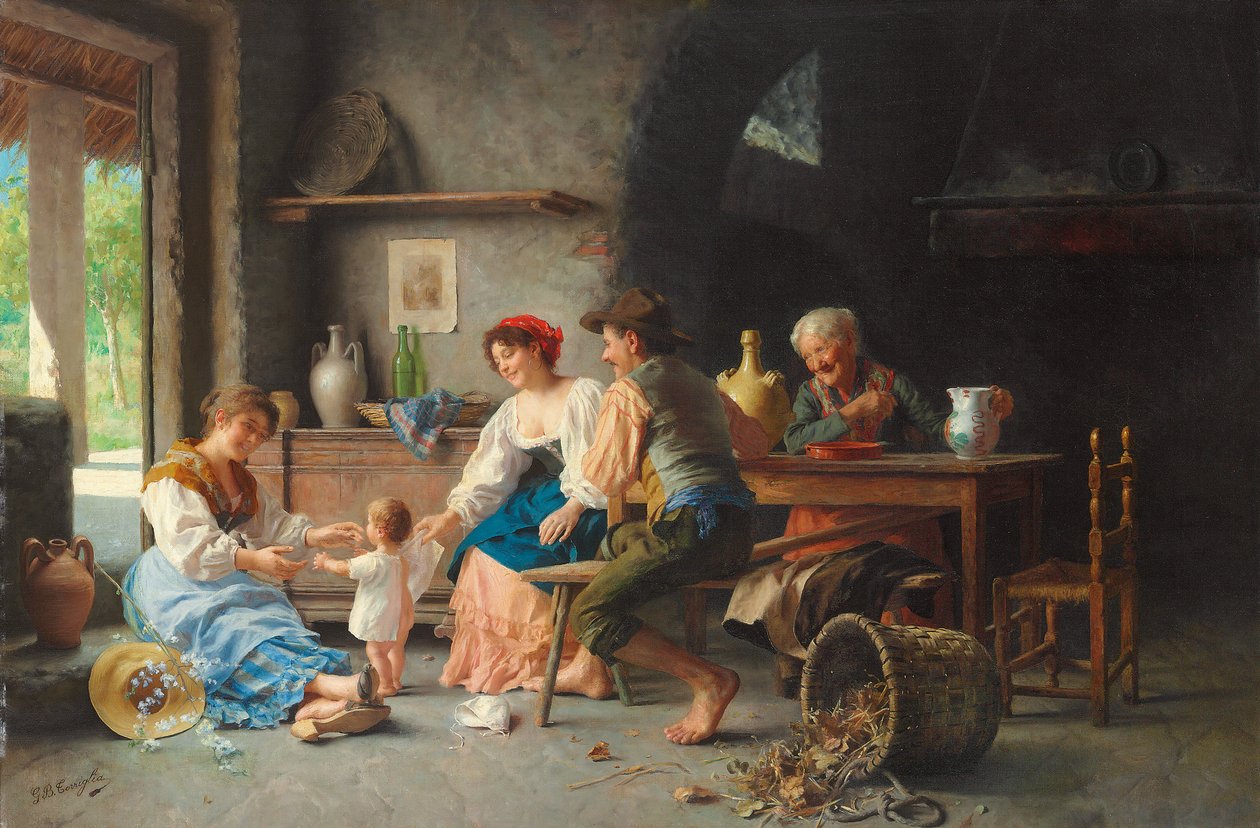 Pierwsze kroki (olej na płótnie) autorstwa Giovanni Battista Torriglia