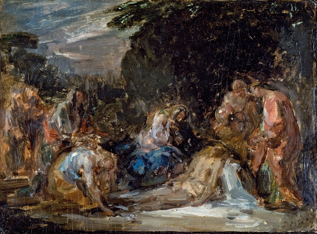 Osadzanie, Giovanni Carnovali zwany Piccio (1804-1873), olej na płycie, 21x29 cm autorstwa Giovanni Carnovali