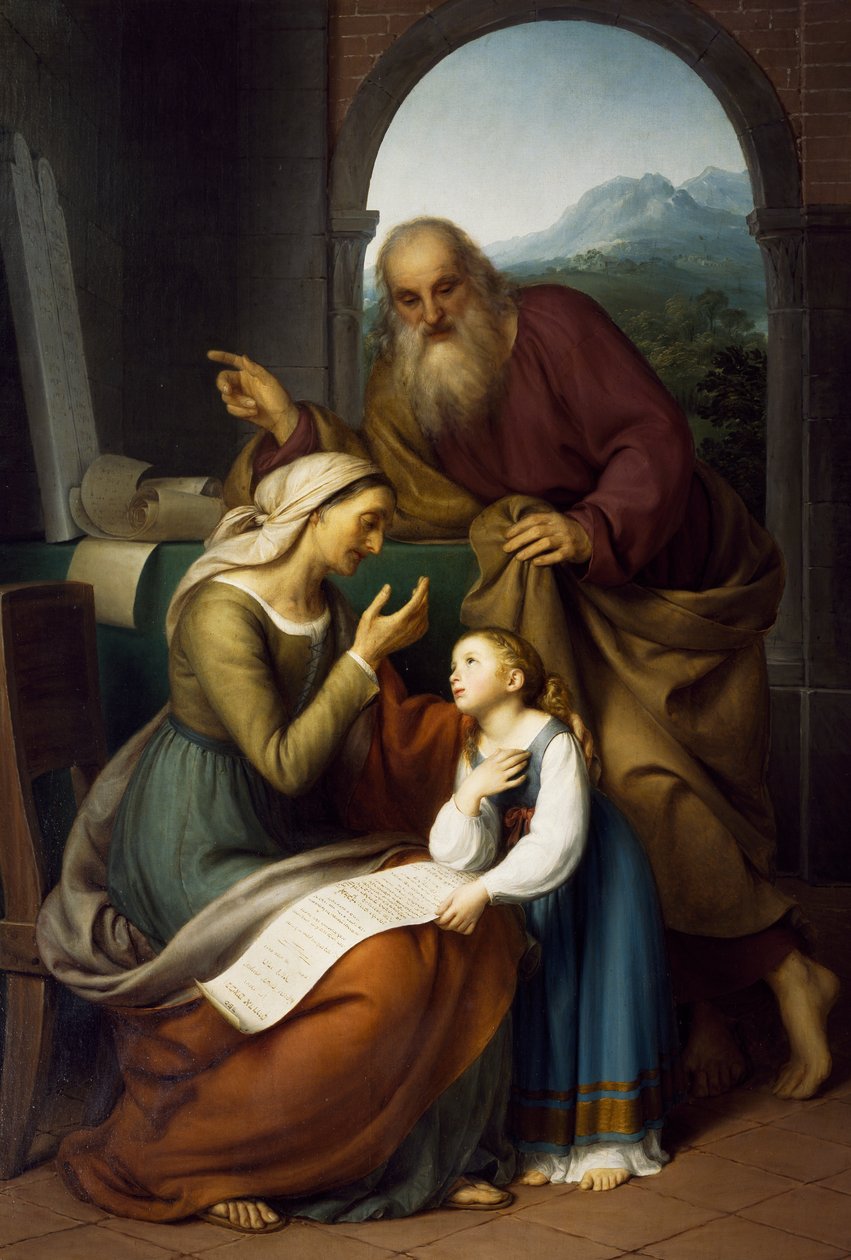 Edukacja Dziewicy, Giovanni Carnovali (1804-1873), olej na płótnie, 205x140 cm. Kościół parafialny św. Bartłomieja, Almenno. Włochy autorstwa Giovanni Carnovali