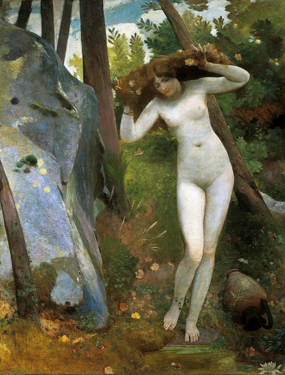 Prie šaltinio Džovanis, žinomas kaip Nino Costa (1826-1903). Detail.poli autorstwa Giovanni Costa