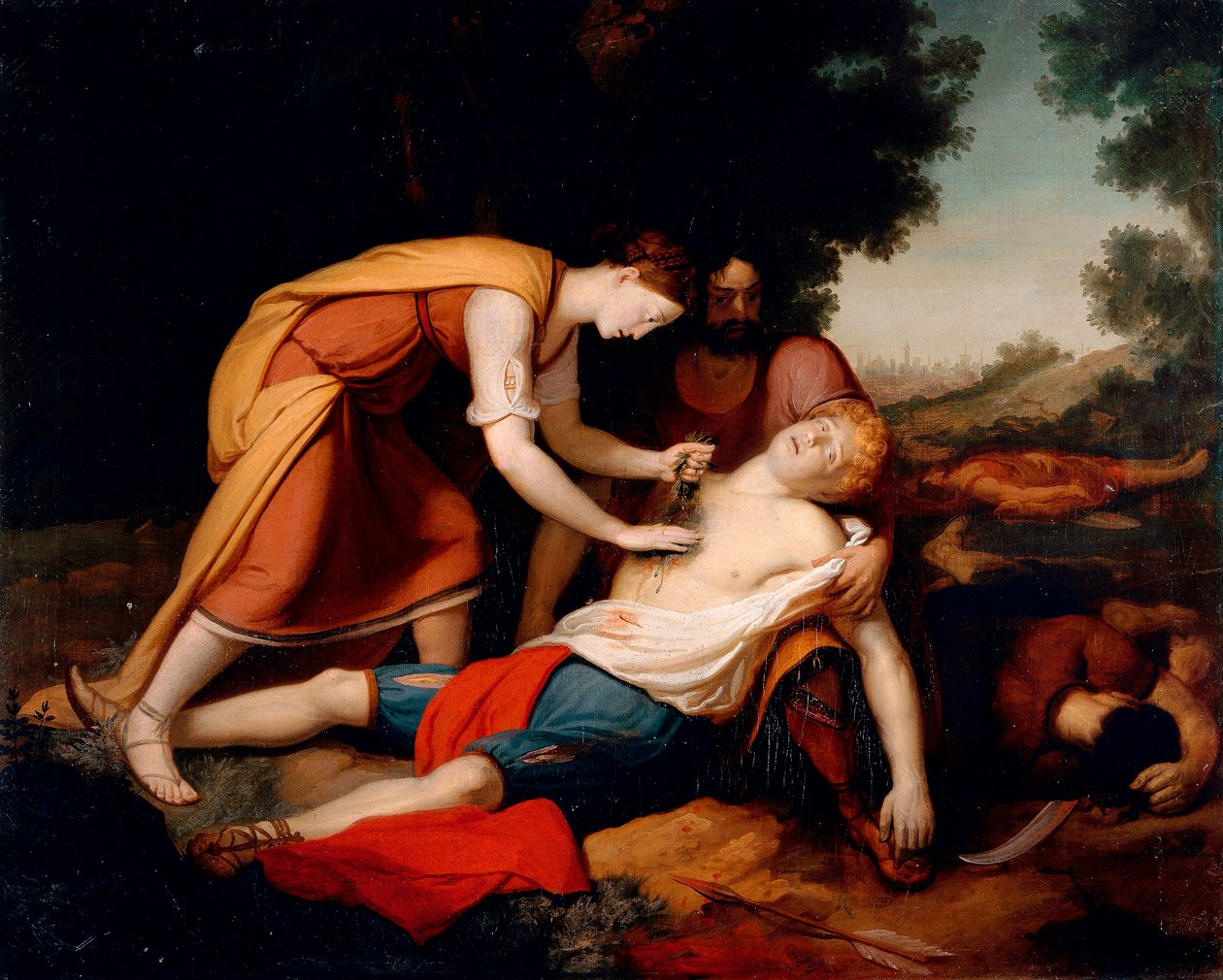 Erminia lecząca Tankreda, Gerolamo Costa (1777 -?) autorstwa Giovanni (1826 1903) Costa