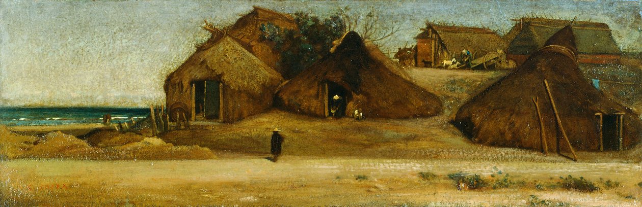 Žvejų nameliai paplūdimyje, Giovanni, žinomo kaip Nino Costapoli autorstwa Giovanni Costa