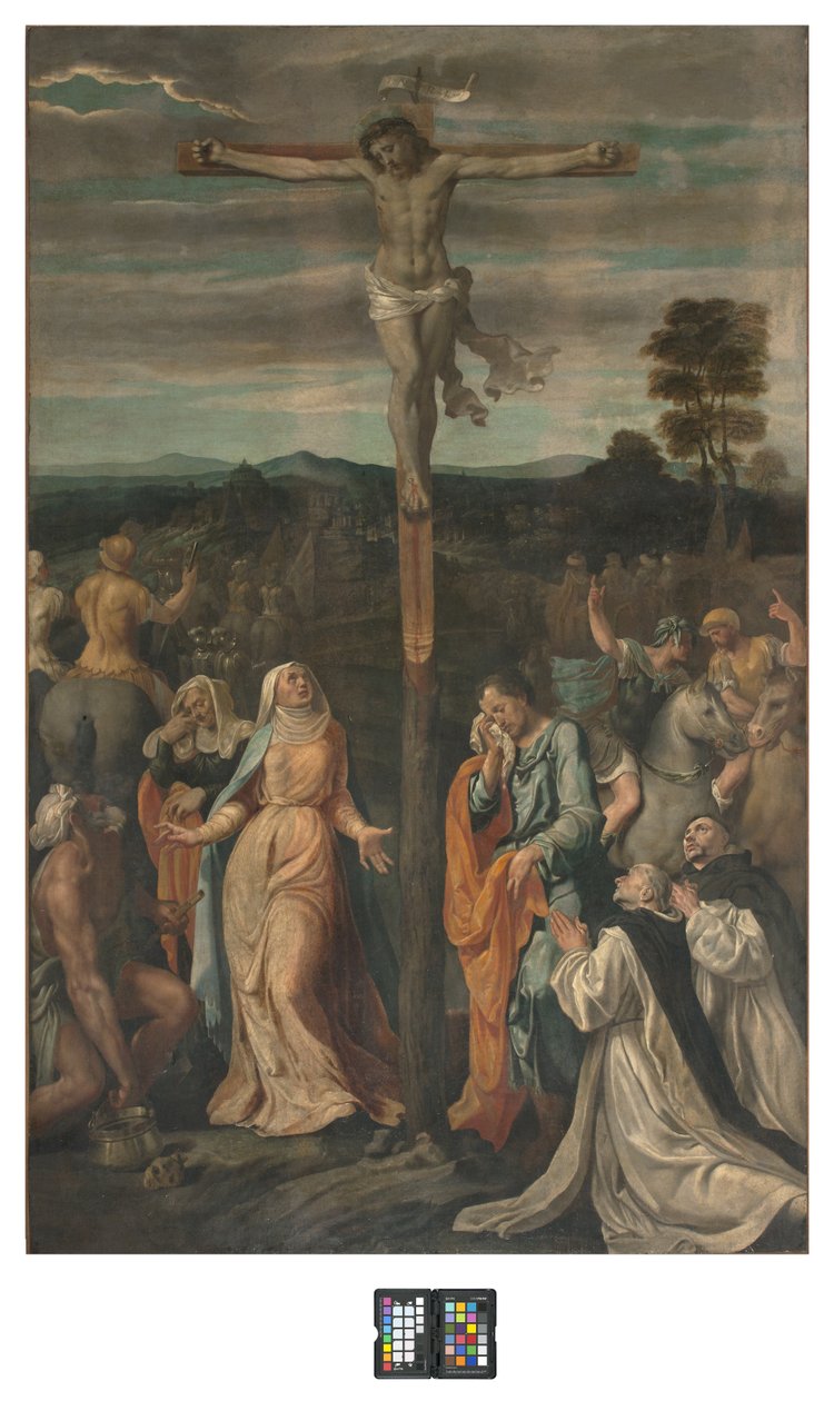Ukrzyżowanie (fresk przeniesiony na płytę) autorstwa Giovanni (fl.1537 d.c.1570) Fratino