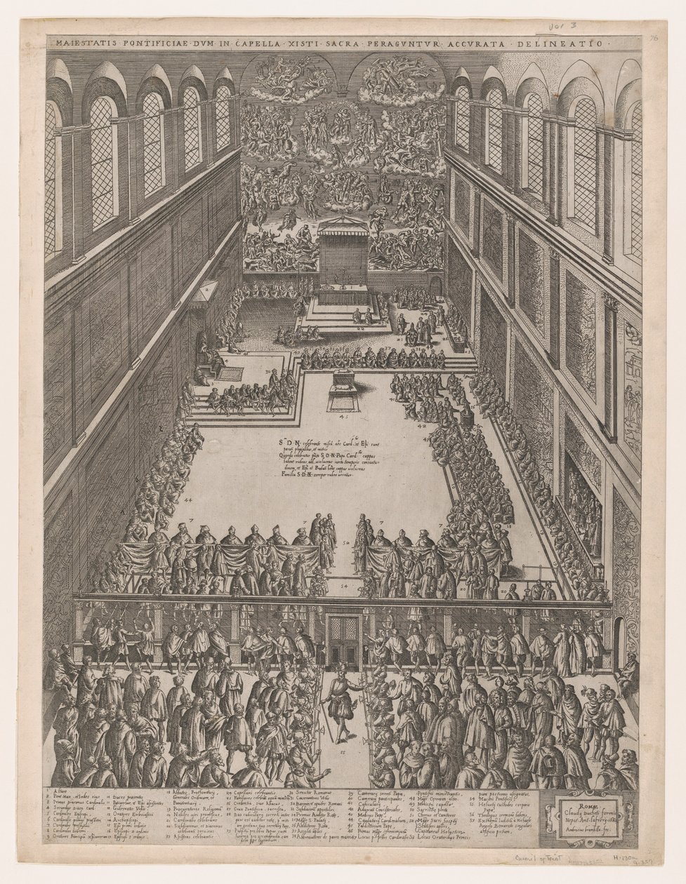Lustro rzymskiej świetności: spotkanie papieskie w Kaplicy Sykstyńskiej, L... Michała Anioła, 1582. autorstwa Giovanni Ambrogio Brambilla