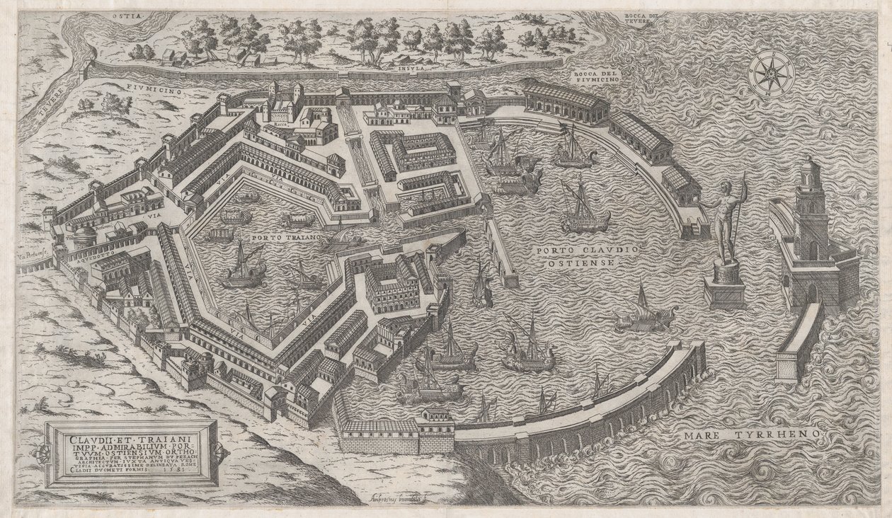 Lustro rzymskiej świetności: Port w Rzymie, 1581., 1581. autorstwa Giovanni Ambrogio Brambilla