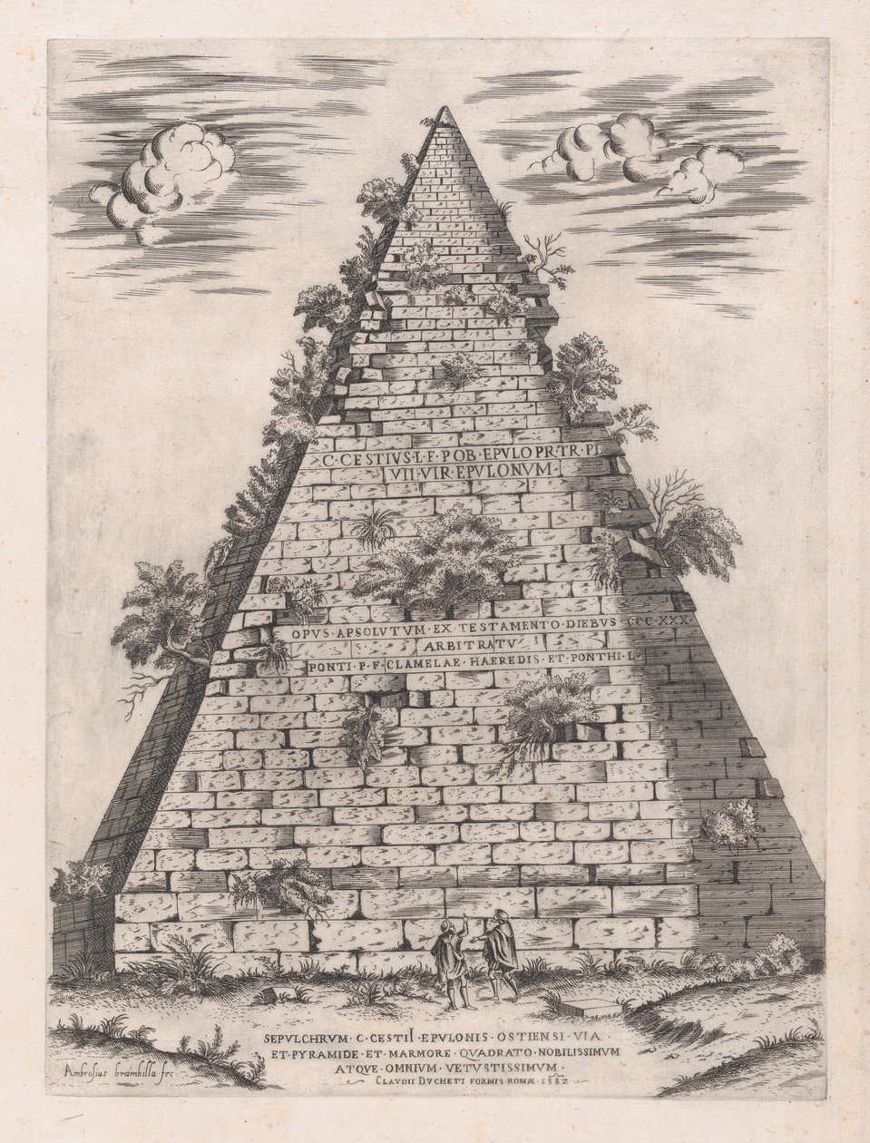 Lustro rzymskiej świetności: Piramida Caiusa Cestiusza, 1582., 1582. autorstwa Giovanni Ambrogio Brambilla