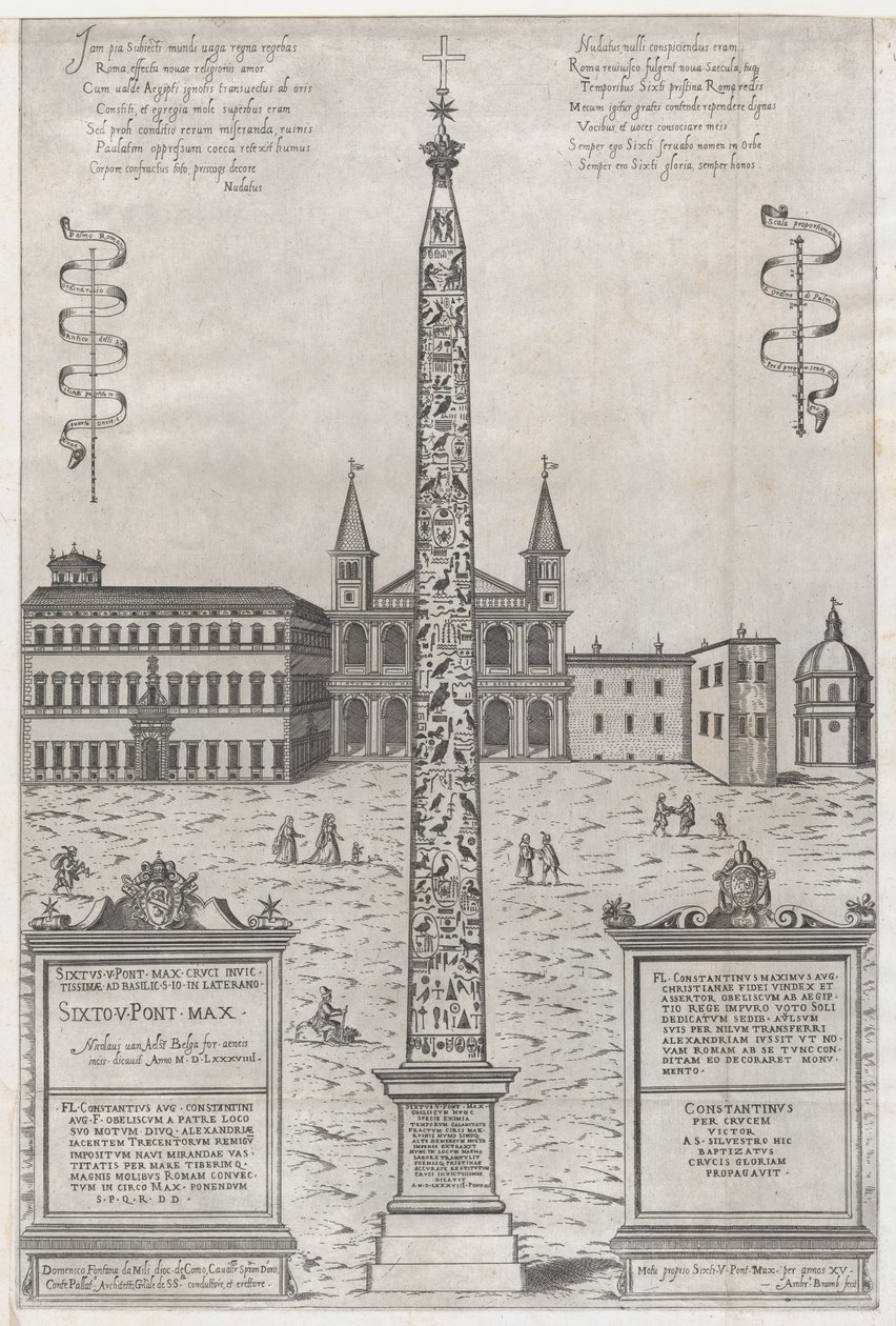 Lustro rzymskiej świetności: Egipski obelisk Konstantyna, 1589., 1589. autorstwa Giovanni Ambrogio Brambilla
