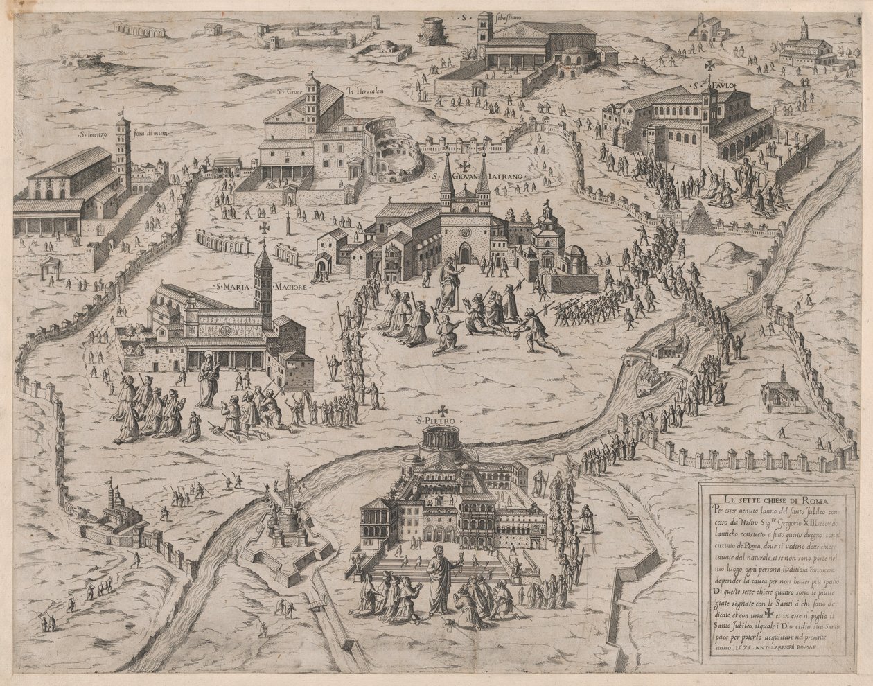 Lustro rzymskiej wspaniałości: Siedem kościołów Rzymu Le Sette Chiese di Roma, 1575., 1575. autorstwa Giovanni Ambrogio Brambilla.