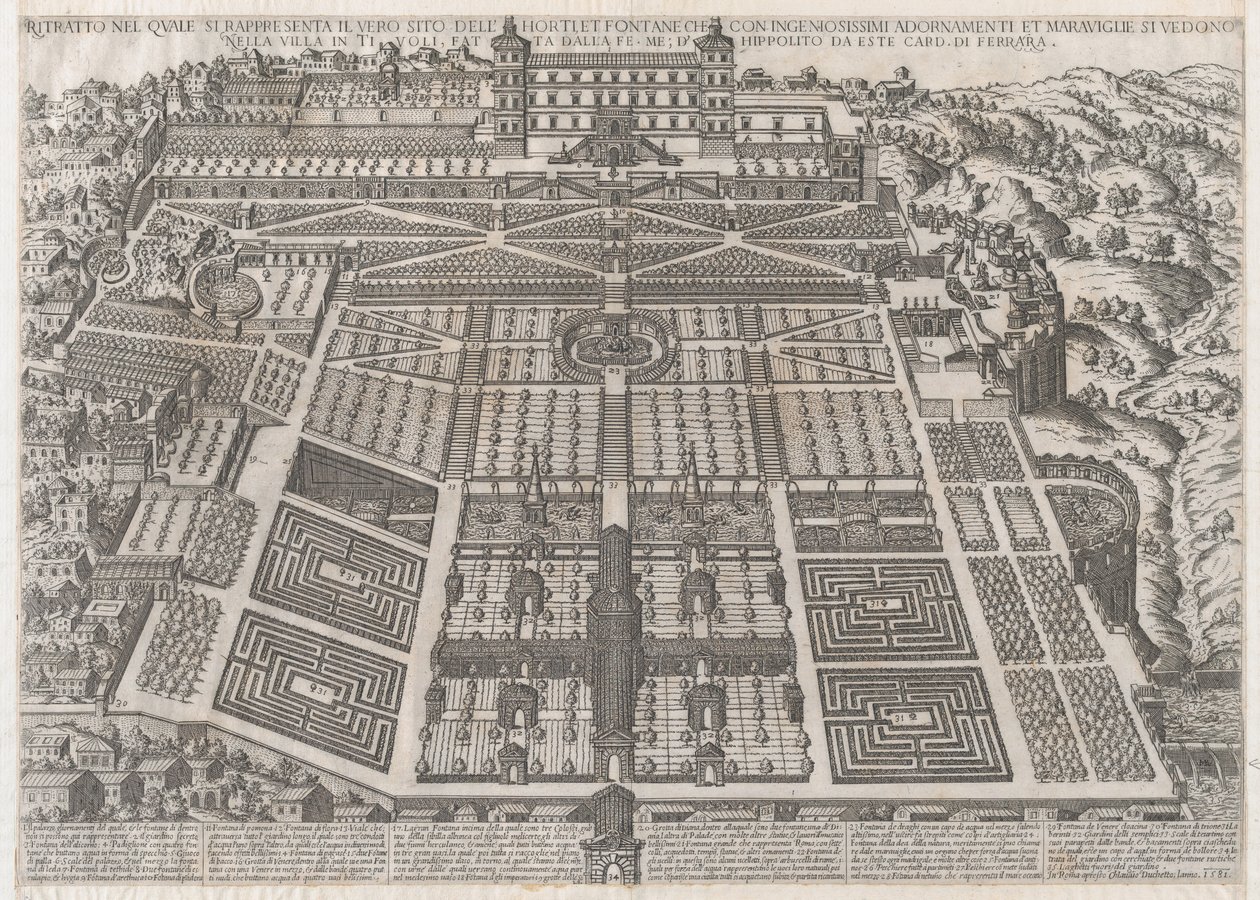 Lustro rzymskiej świetności: Pałac i Ogrody Tivoli, 1581., 1581. autorstwa Giovanni Ambrogio Brambilla.