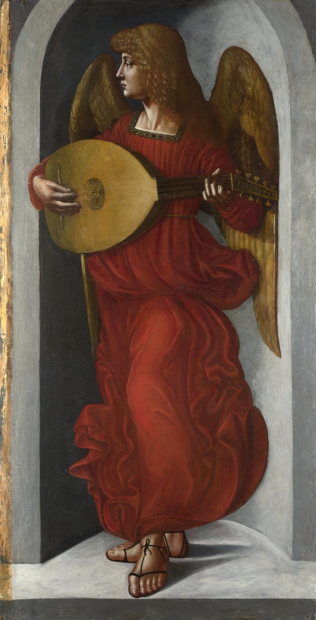 Anioł w czerwieni z lutnią, ok. 1930 r. 1490-1499 autorstwa Giovanni Ambrogio de Predis