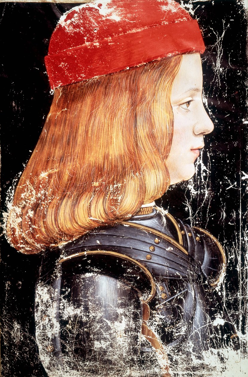 Portret Maksymiliana Sforzy (1490 - 1530). Miniatura Giovanniego Ambrogio De Predis (w. 1455 - 1508). autorstwa Giovanni Ambrogio de Predis