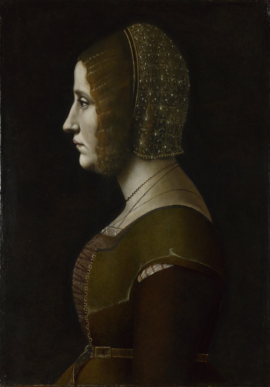 Portret kobiety z profilu, c. 1495 autorstwa Giovanni Ambrogio de Predis