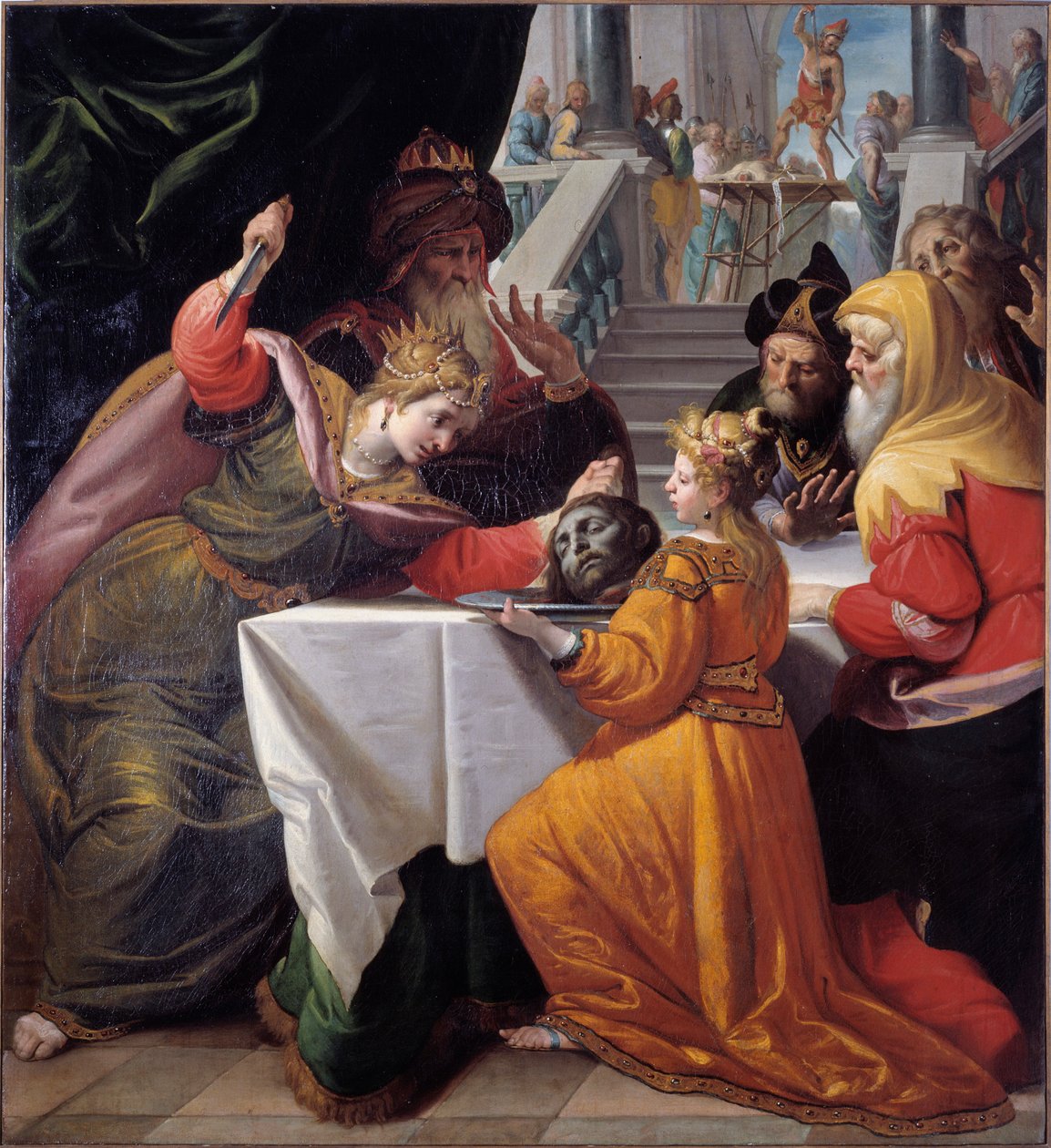 Salome z głową św. Jana Chrzciciela na srebrnym talerzu Obraz Giovanniego Andrea Ansaldo (1584-1638) 1630 w przybliżeniu Genes, Musei di Strada Nuova (ex Palazzo Bianco) autorstwa Giovanni Andrea Ansaldo