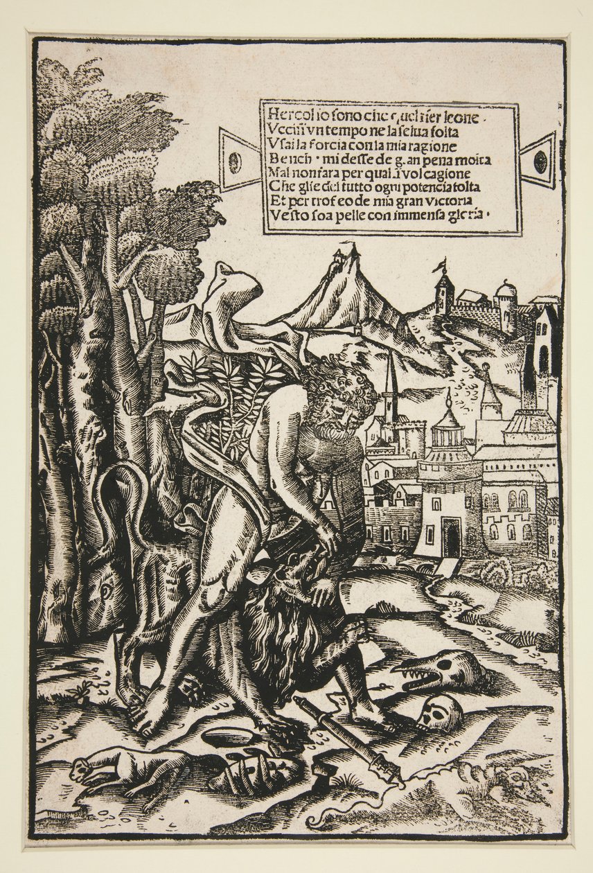 Herkules i lew nemejski autorstwa Giovanni Andrea Vavassore