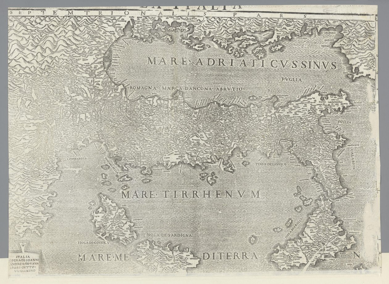Mapa Włoch autorstwa Giovanni Andrea Vavassore
