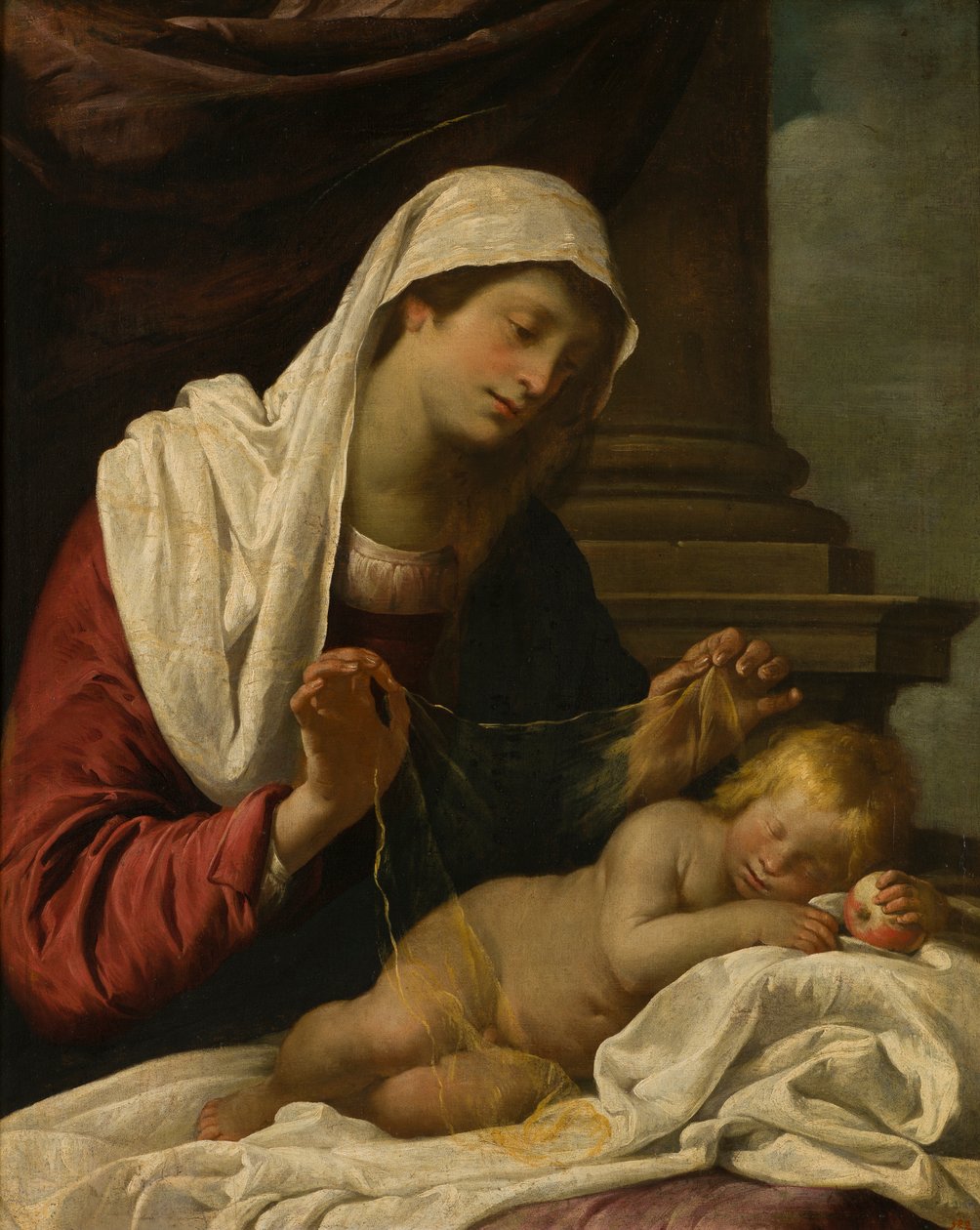 Madonna ze śpiącym Dzieciątkiem, ok. 1618-69 (olej na płótnie) autorstwa Giovanni Andrea di (attr. to) Ferrari