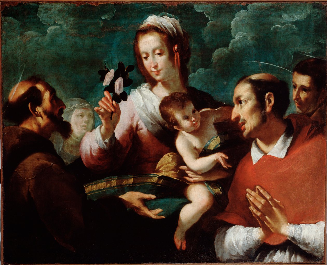 Virgin and Child with Charles Borromee (Dziewica i dziecko ze św Carlo Borromeo) Obraz Giovanniego Andrei de Ferrari (ok. 1598-1669) Genes, Musei di Strada Nuova (ex Palazzo Bianco) autorstwa Giovanni Andrea di Ferrari