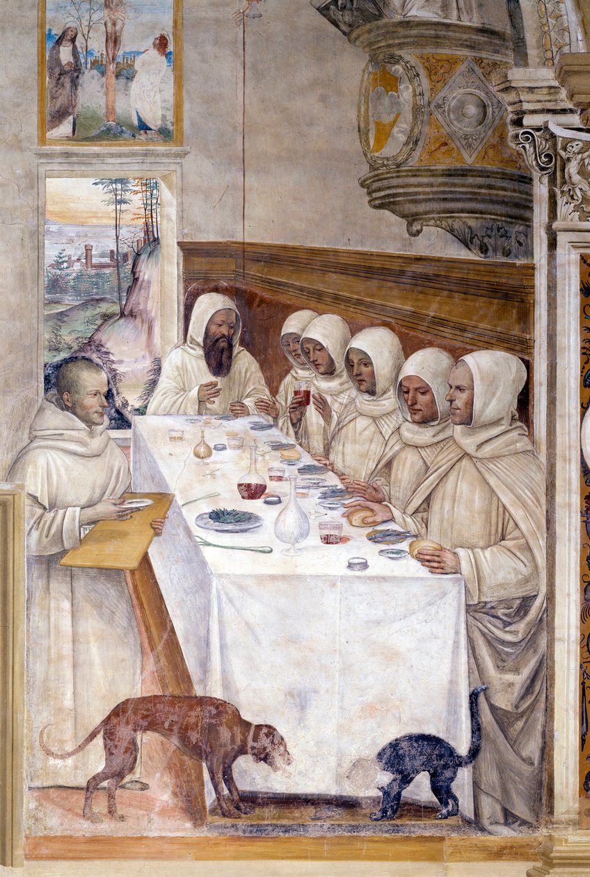 Benedykt dostaje pod dostatkiem mąki i karmi mnichów autorstwa Giovanni Antonio Bazzi Sodoma