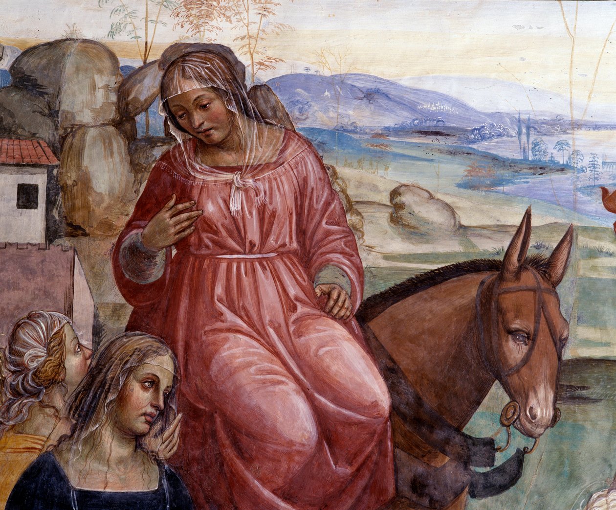 Benedykt opuścił dom ojca i udał się do Rzymu studiować Detal sługi Benoita Cyrilli - Fresk klozetu zrealizowany przez Antonio Bazzi dit il Sodoma (1477-1549) opowiadający o życiu założyciela św. Benedykta z Nursji (480 - 567) na rozkaz autorstwa Giovanni Antonio Bazzi Sodoma