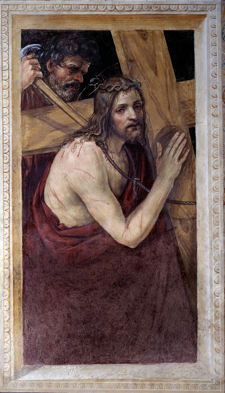Jezus niosący swój krzyż (Fresco autorstwa Giovanni Antonio Bazzi Sodoma