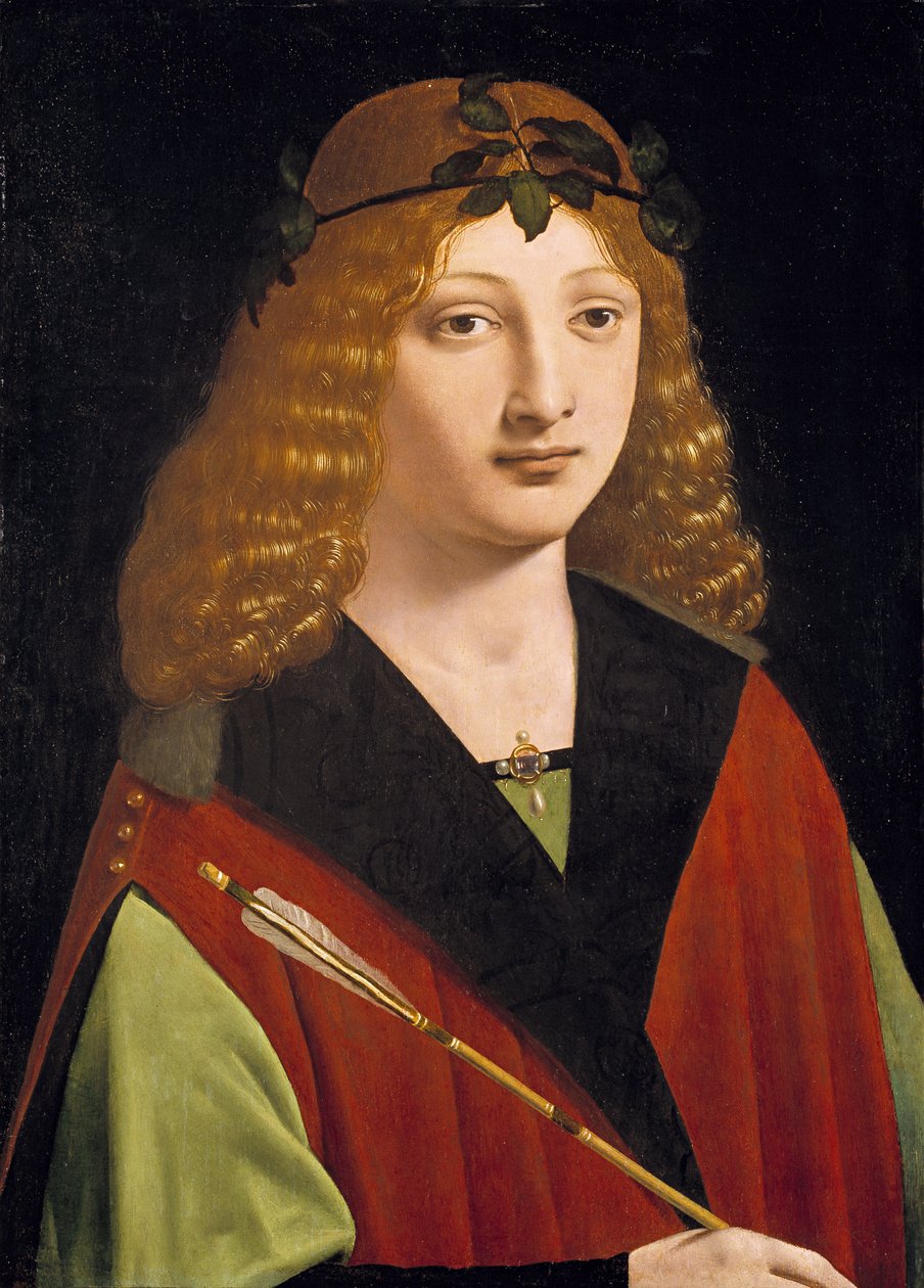 Portret młodzieńca trzymającego strzałę, ok. 1500-10 (olej na desce) autorstwa Giovanni Antonio Boltraffio