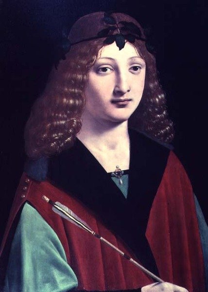 Portret chłopca ze strzałą (panel) autorstwa Giovanni Antonio Boltraffio