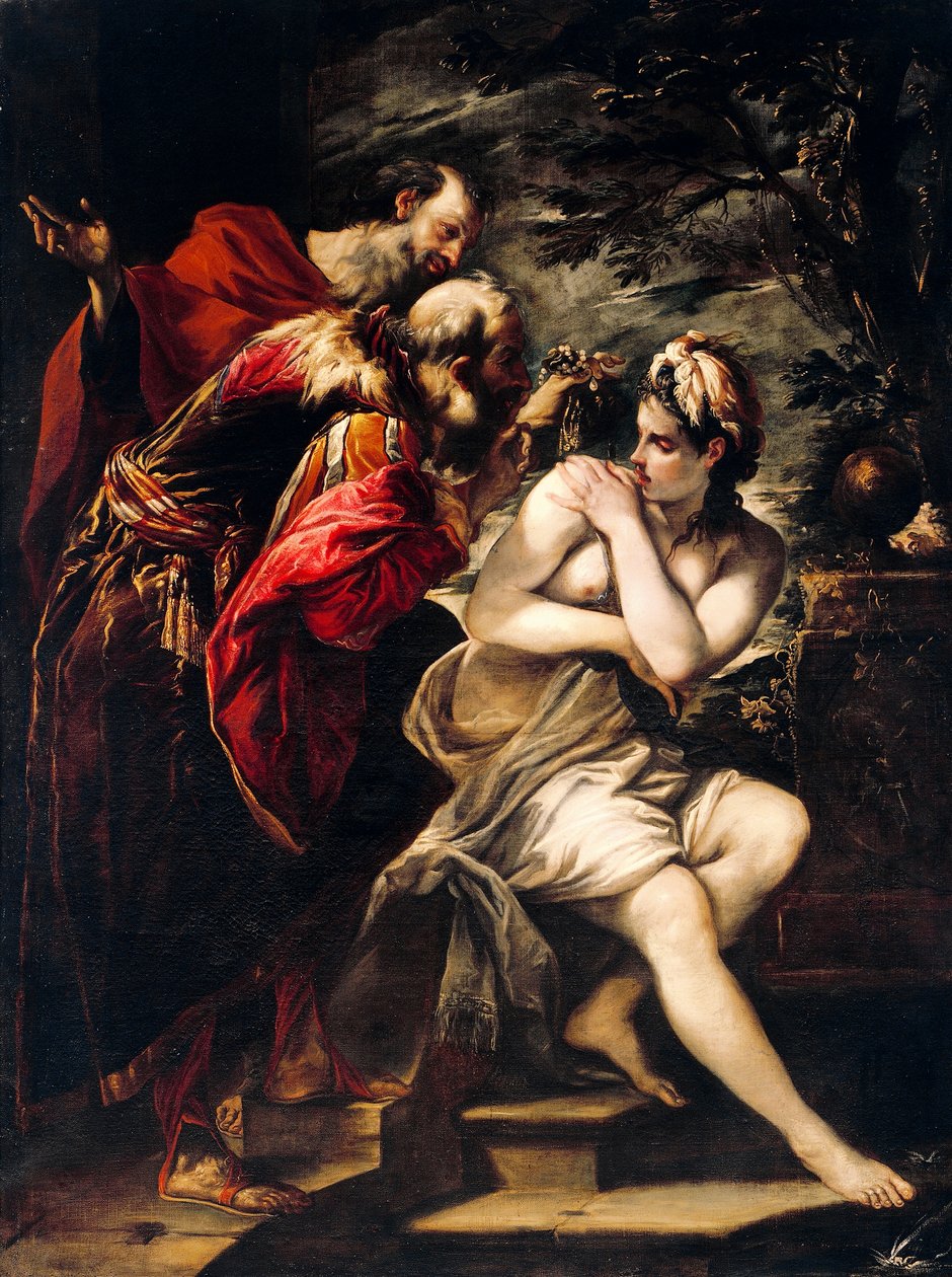 Susanna and Elders – Giovanni Antonio Burrini (1656-1727), olej na płótnie autorstwa Giovanni Antonio Burrini or Burino