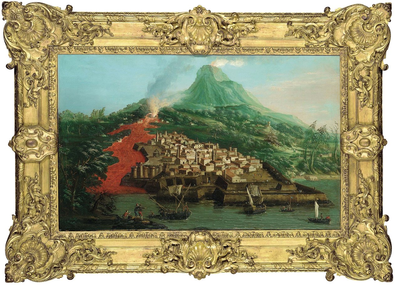 Wyspa wulkaniczna z portem i żeglugą autorstwa Giovanni Antonio Canal