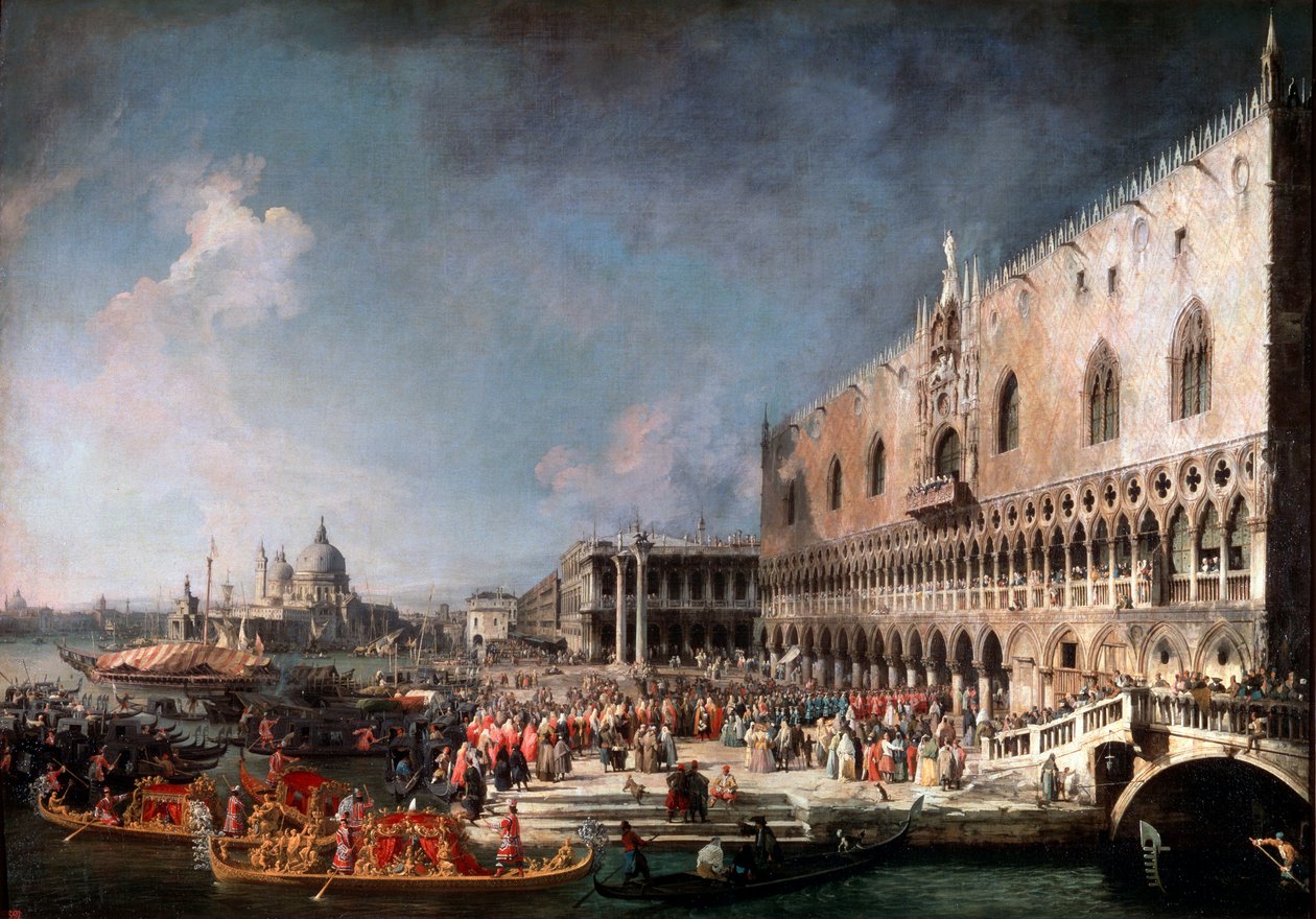 Przybycie ambasadora Francji w Wenecji, 1725-1726. autorstwa Giovanni Antonio Canal