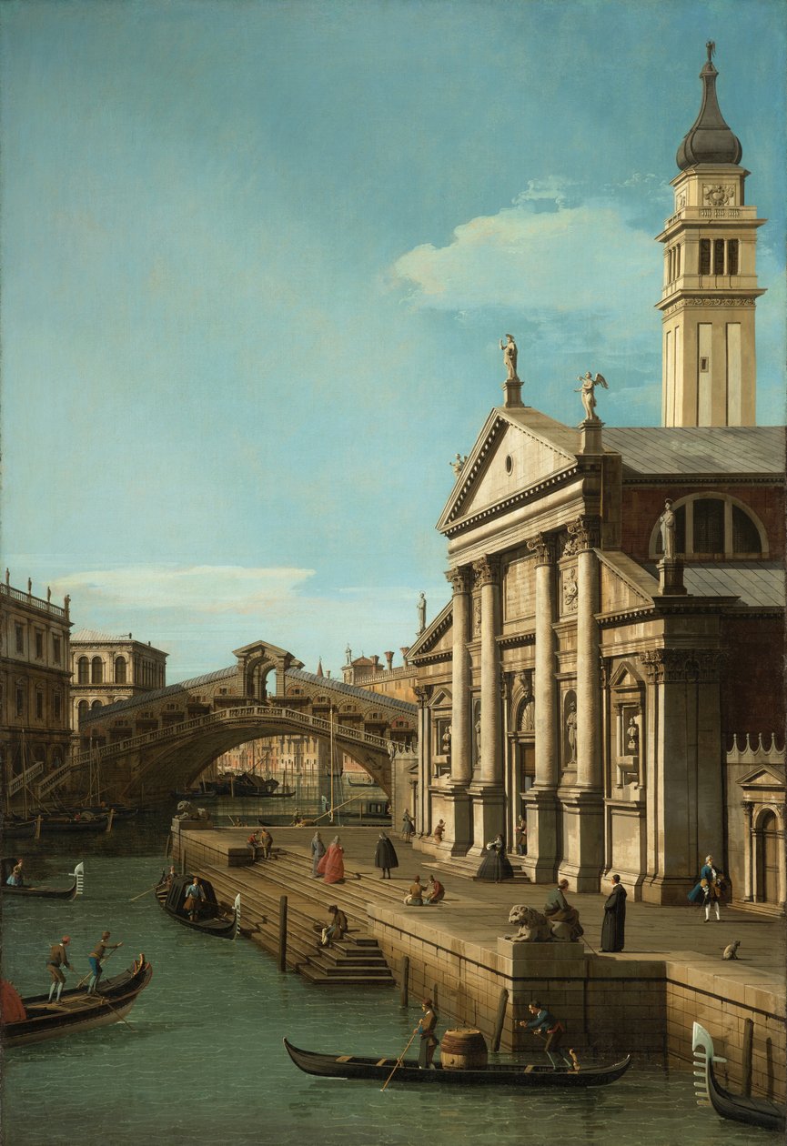 Capriccio: Most Rialto i kościół S. Giorgio Maggiore, ok. 1750 autorstwa Giovanni Antonio Canal