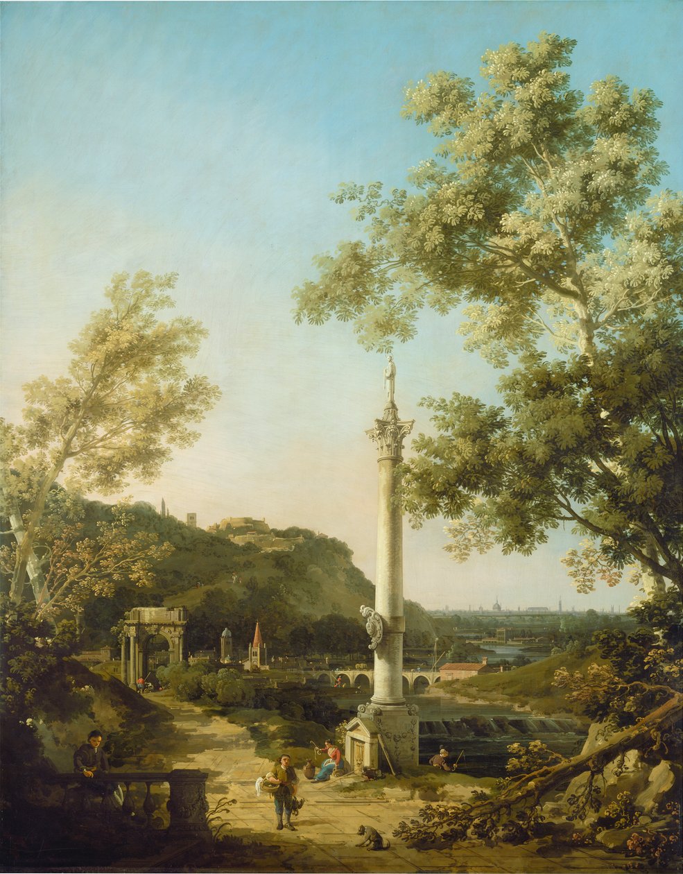 Angielskie Capriccio pejzażowe z kolumną, ok. 1754 autorstwa Giovanni Antonio Canal
