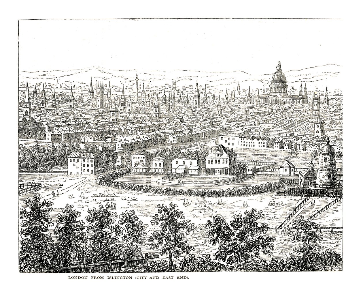 Londyn z Islington City i East Endu. Z punktu widzenia Canaletti, opublikowane 1753 autorstwa Giovanni Antonio Canal