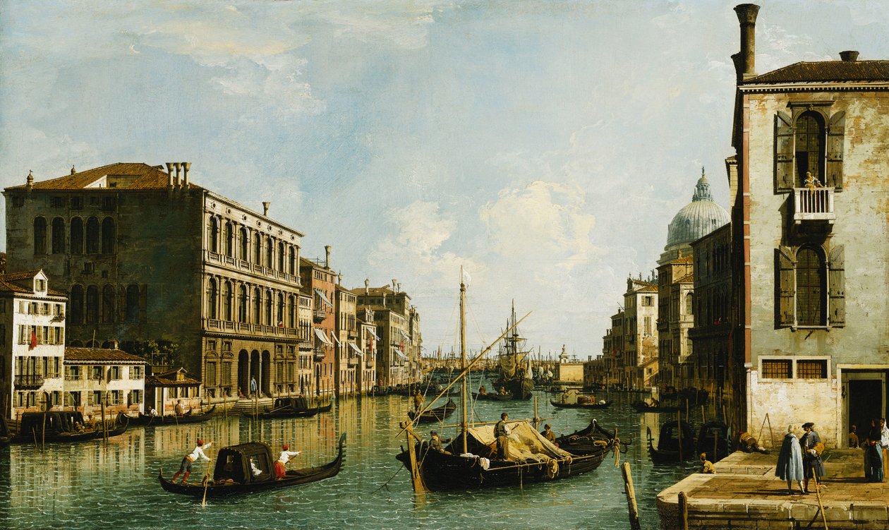 Canal Grande, Wenecja, Patrząc na wschód z Campo S. Vio, autorstwa Giovanni Antonio Canal