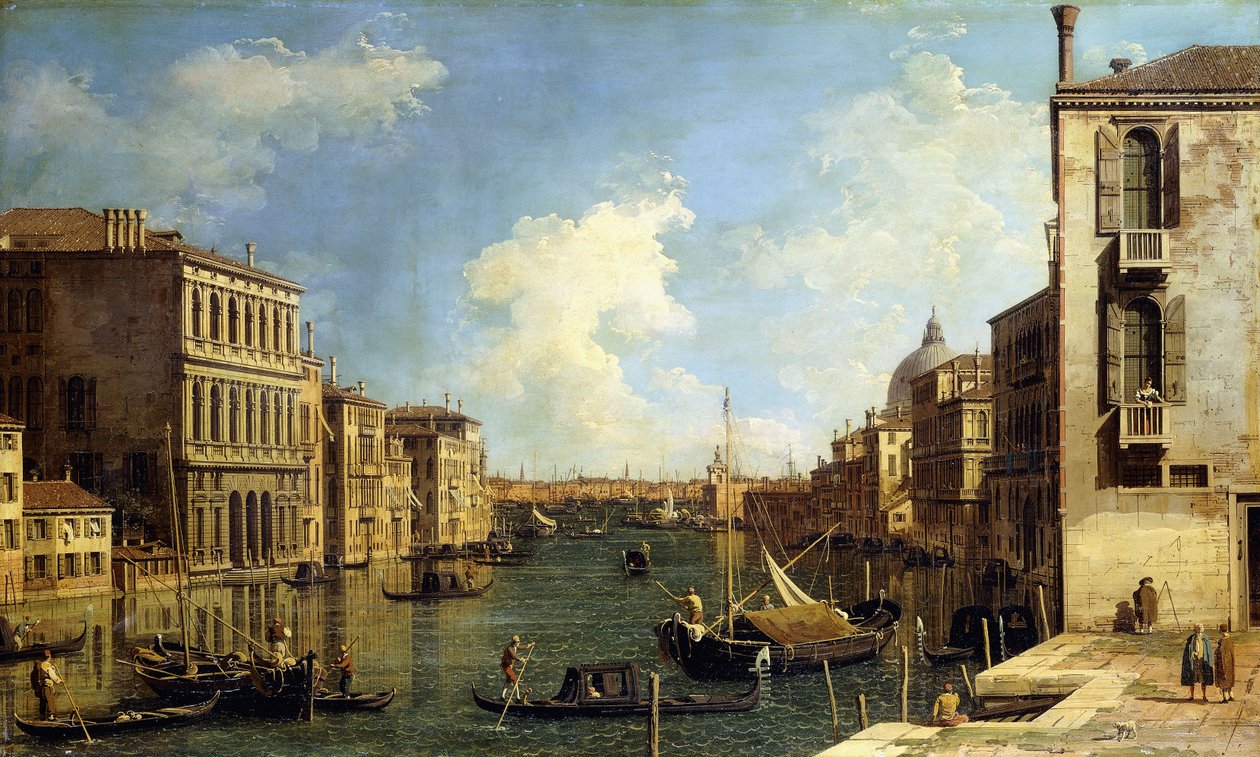 Canal Grande, Wenecja, Patrząc na wschód z Campo di San Vio, autorstwa Giovanni Antonio Canal