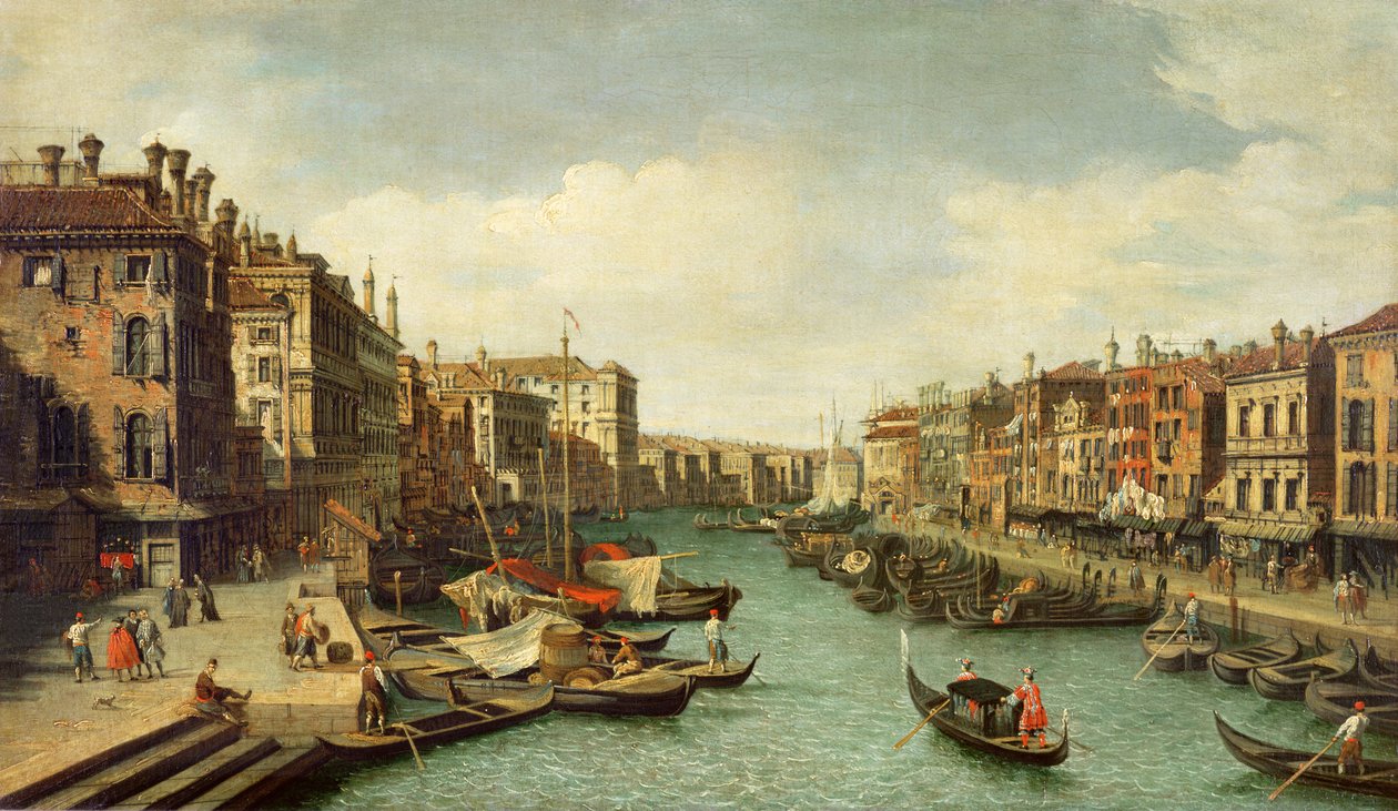 Canal Grande w pobliżu mostu Rialto, Wenecja, ok. 1730 autorstwa Giovanni Antonio Canal