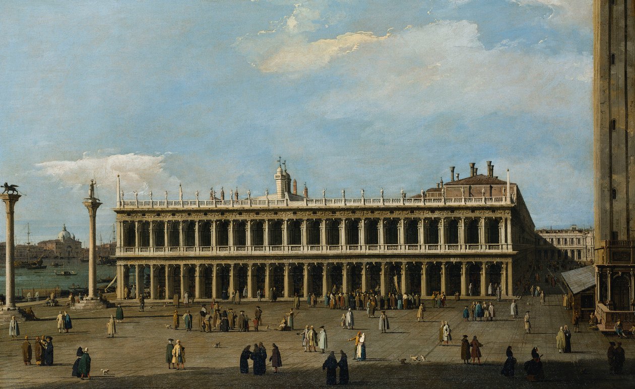 Biblioteka i Piazzetta, Wenecja, z Pałacu Dożów, autorstwa Giovanni Antonio Canal