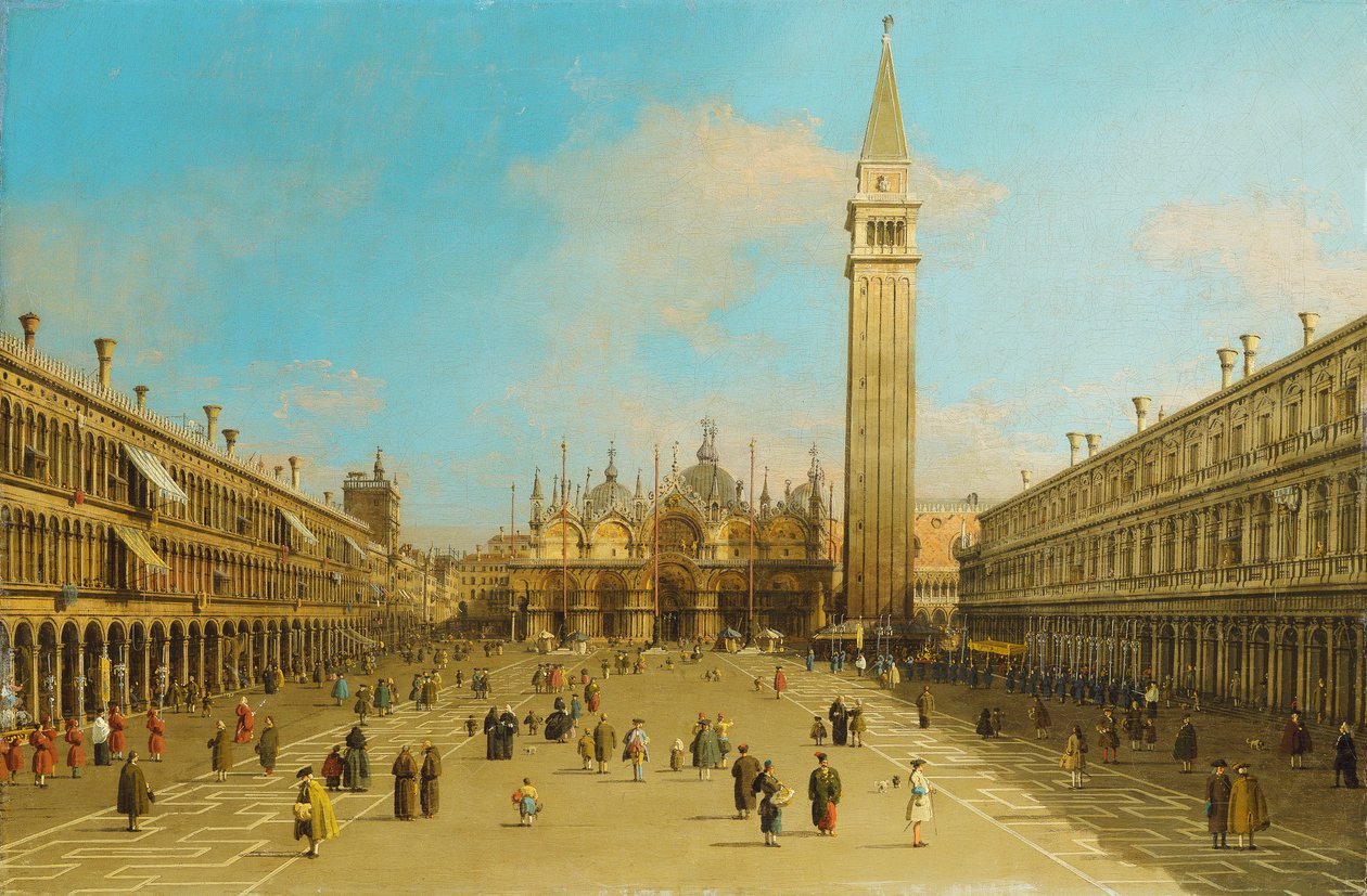 Piazza San Marco, Wenecja, patrząc na wschód, autorstwa Giovanni Antonio Canal