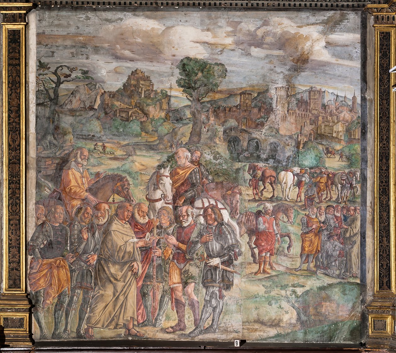 Św. Antoni w obliczu tyrana Ezzelino w Weronie, Szkoła Św autorstwa Giovanni Antonio Corona