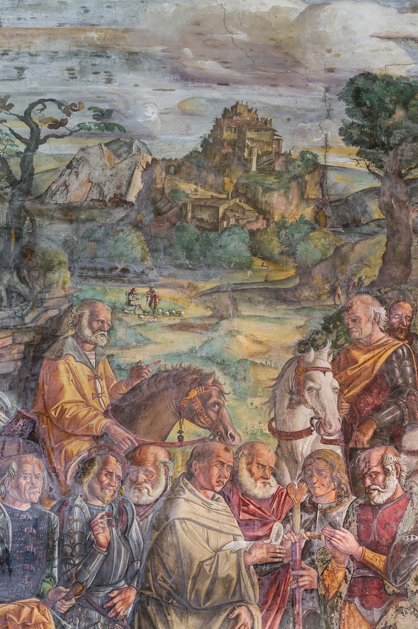 Św. Antoni naprzeciw tyrana Ezzelino w Weronie, fragment Szkoły Świętego, fragment 2196790 autorstwa Giovanni Antonio Corona