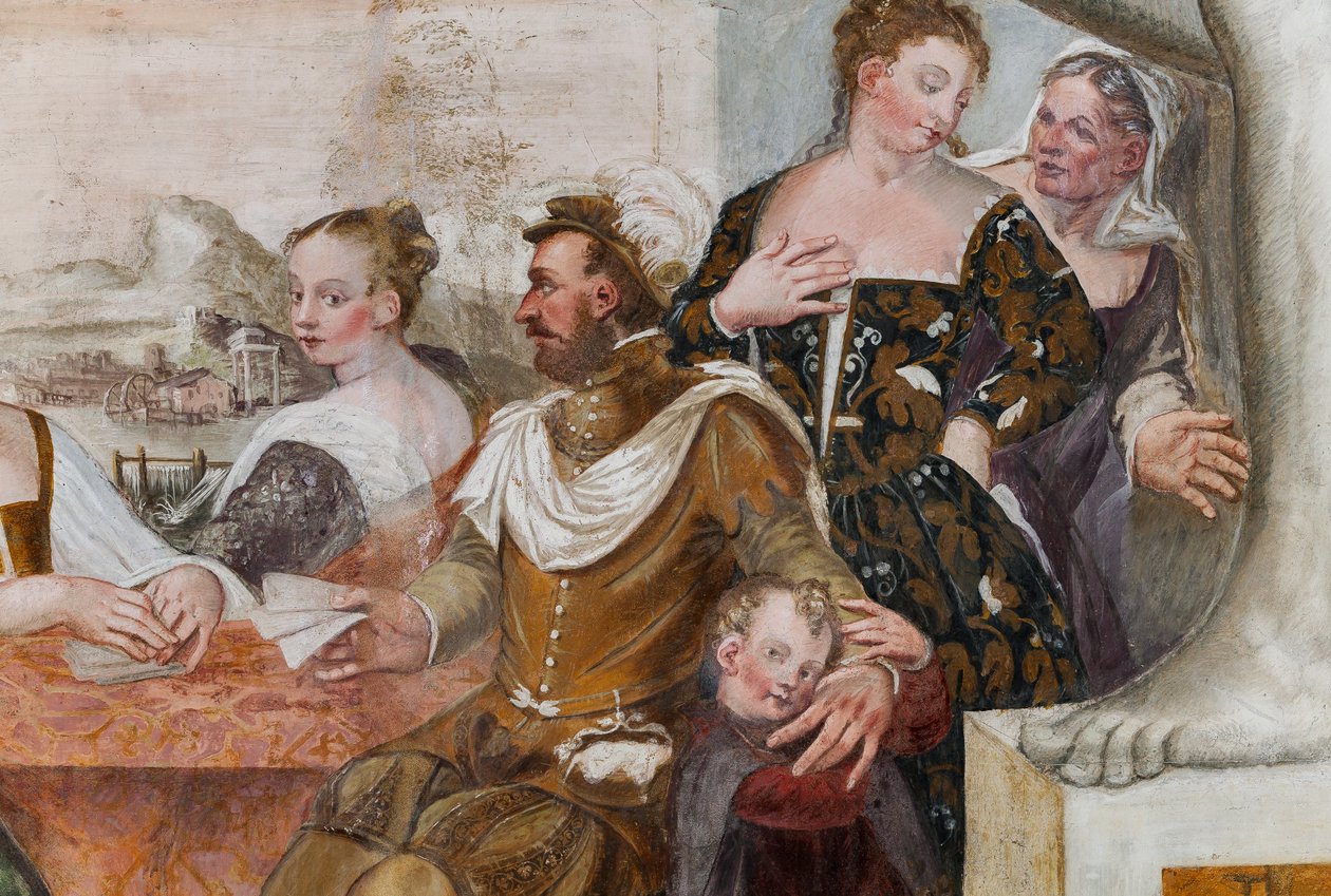 Gra karciana, sala główna, ok. 1570 (fresk) autorstwa Giovanni Antonio Fasolo