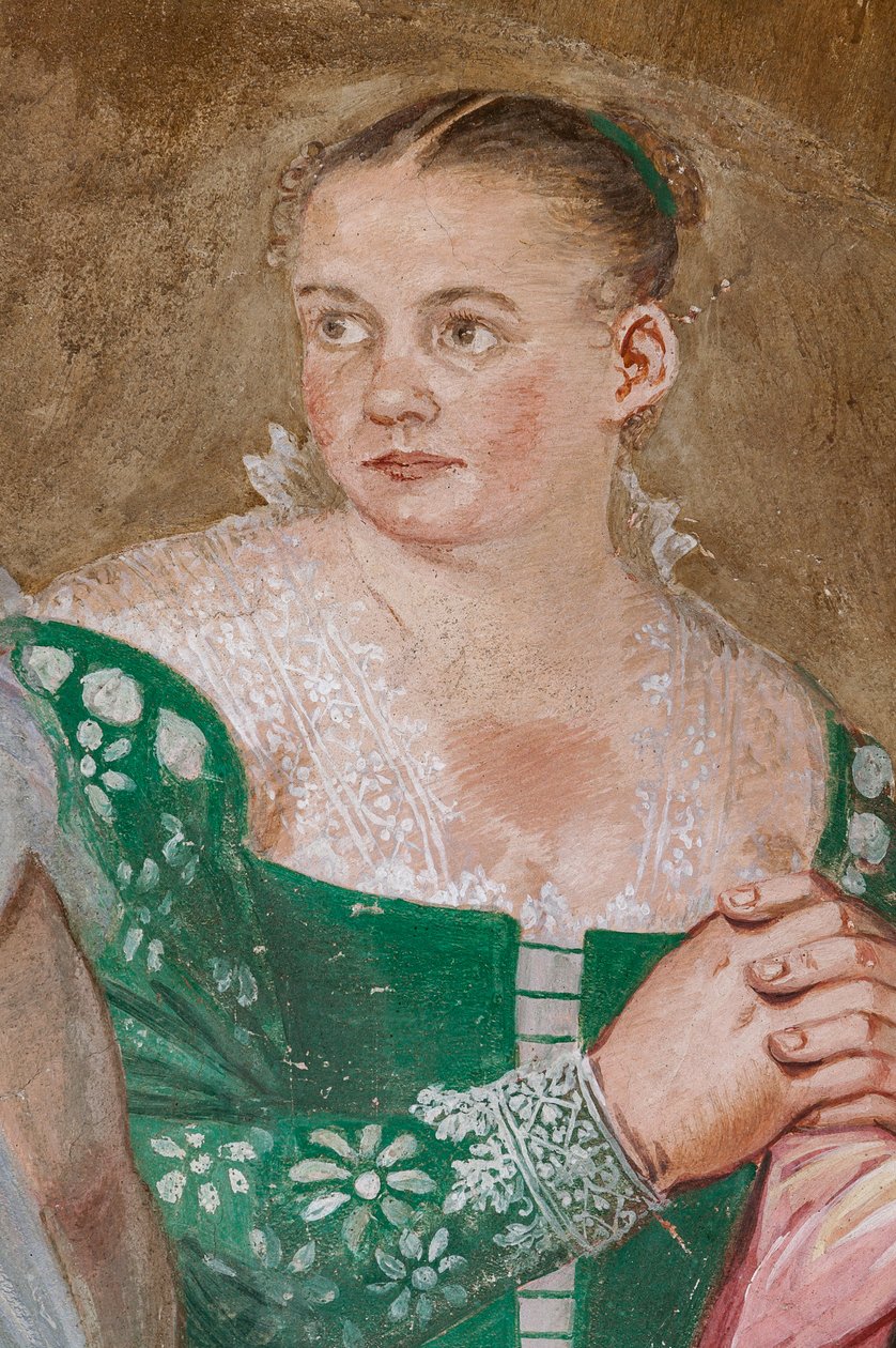 Postać kobieca, fragment Łaskawość Scypiona, Sala kominka, ok. 1560-65 (fresk) autorstwa Giovanni Antonio Fasolo