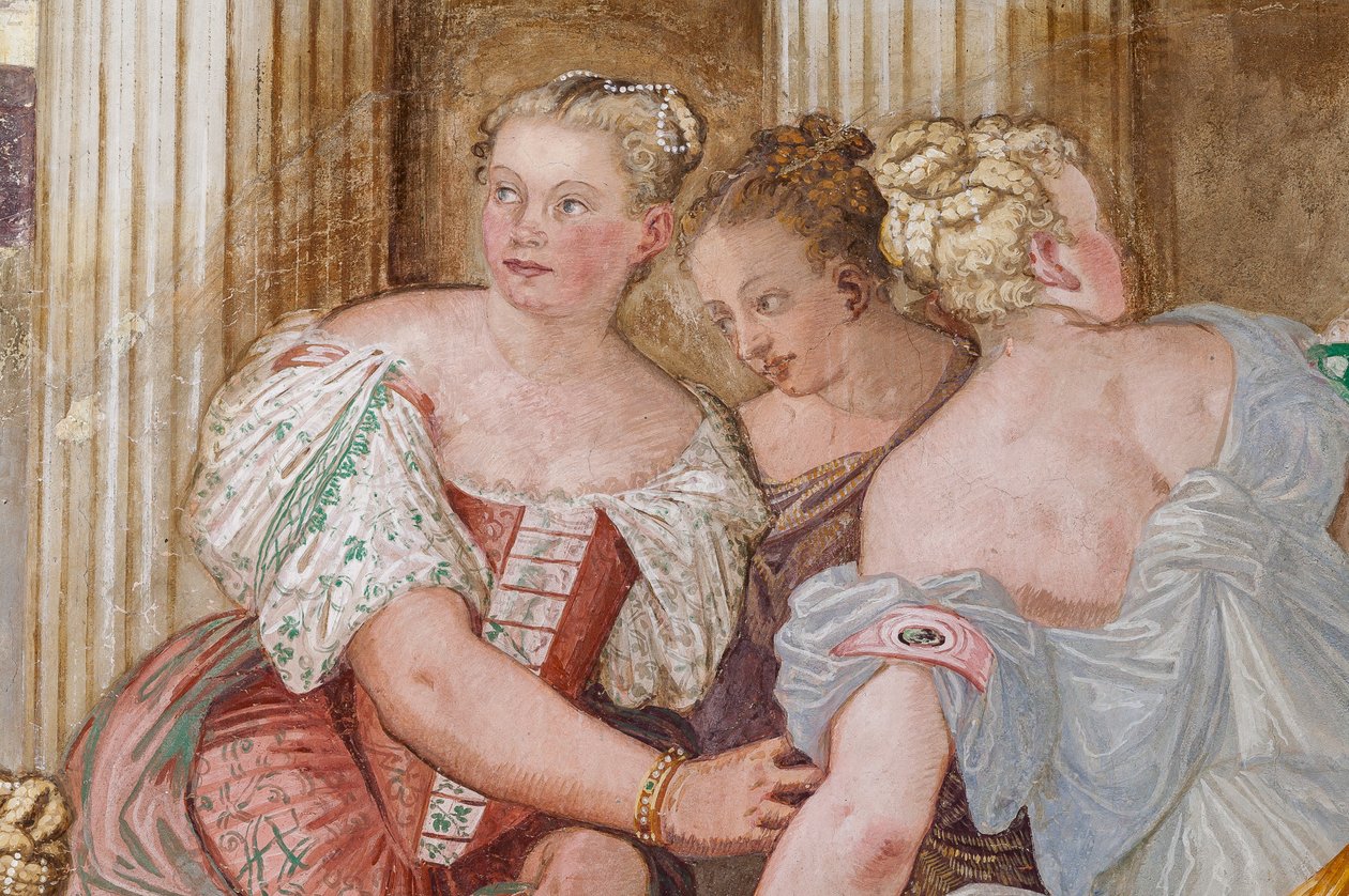 Postać kobieca, fragment Łaskawość Scypiona, Sala kominka, ok. 1560-65 (fresk) autorstwa Giovanni Antonio Fasolo