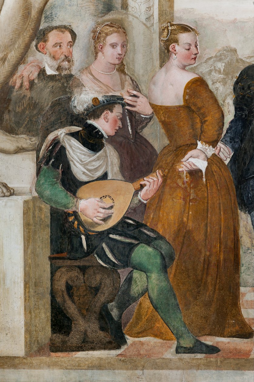 Zaproszenie do tańca, Sala Główna, ok. 1570 (fresk) autorstwa Giovanni Antonio Fasolo