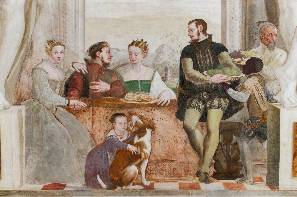 Bankiet, Sala Główna, ok. 1570 (fresk) autorstwa Giovanni Antonio Fasolo