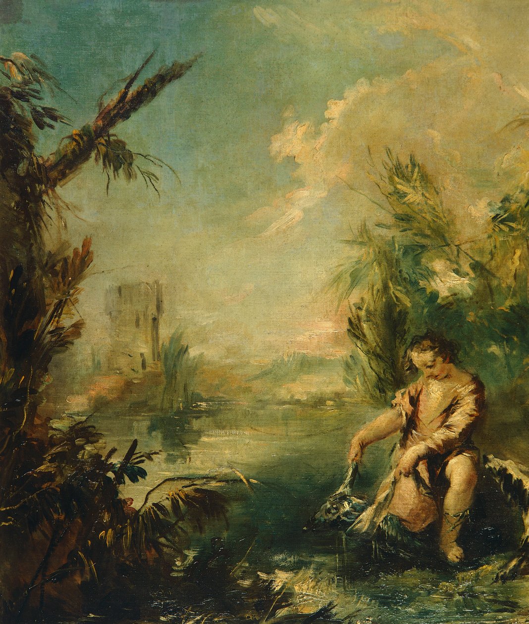 Szczegół Tobiasza i Ryby autorstwa Giovanni Antonio Guardi