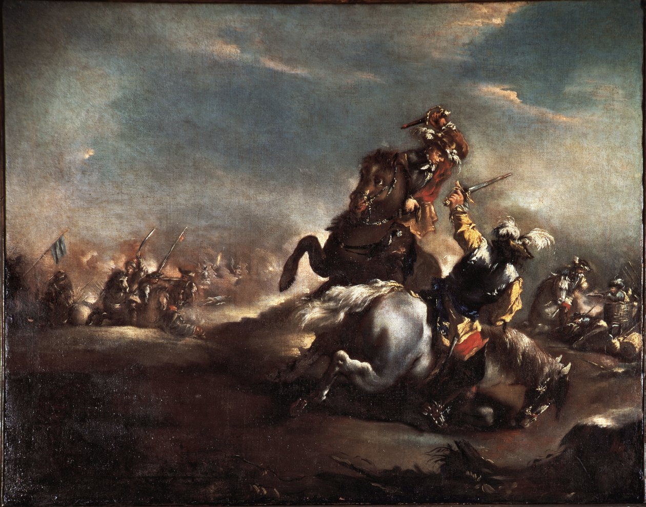 Pojedynek rycerski (walczący rycerze) Obraz Giovanniego Antonio Guardi (1699-1760) Museo Correr w Wenecji autorstwa Giovanni Antonio Guardi